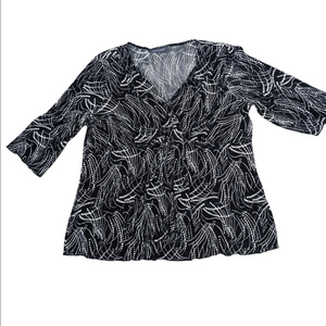 AdditionElle Black White Gauze Blouse Size 18 3/4 sleeves